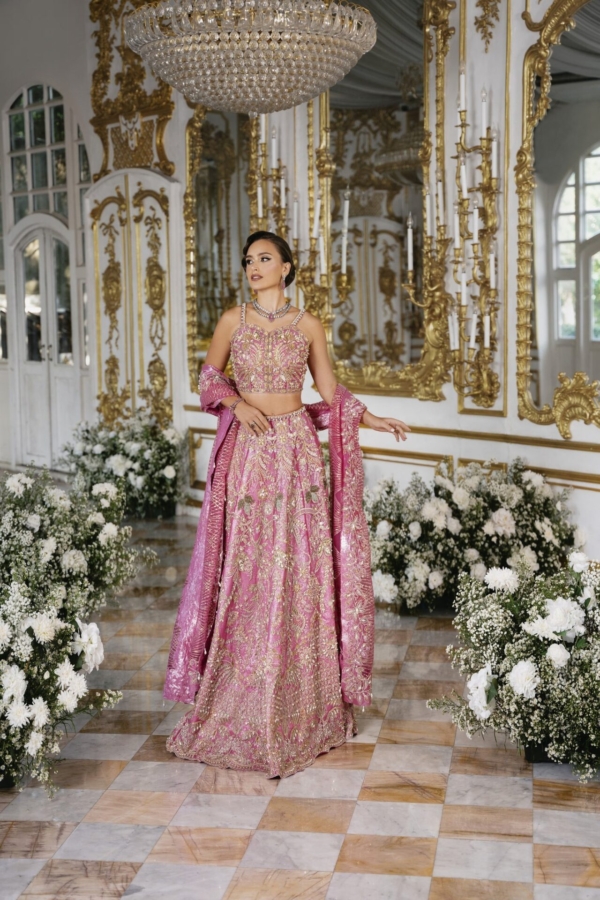 Indian Bridal Embellished Pink Lehenga Choli