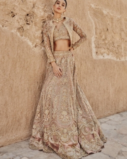 Indian Bridal Golden Coral Lehenga Choli