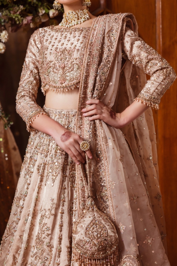 Indian Bridal Lehenga with Tissue Choli for Weddings - Image 5