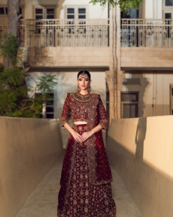 Indian Bridal Maroon Traditional Choli Lehenga