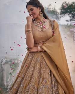 Indian Bridal Mustard Lehenga Choli Dress