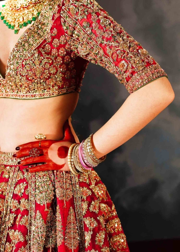 Indian Bridal Red Embellished Lehenga Choli - Image 2