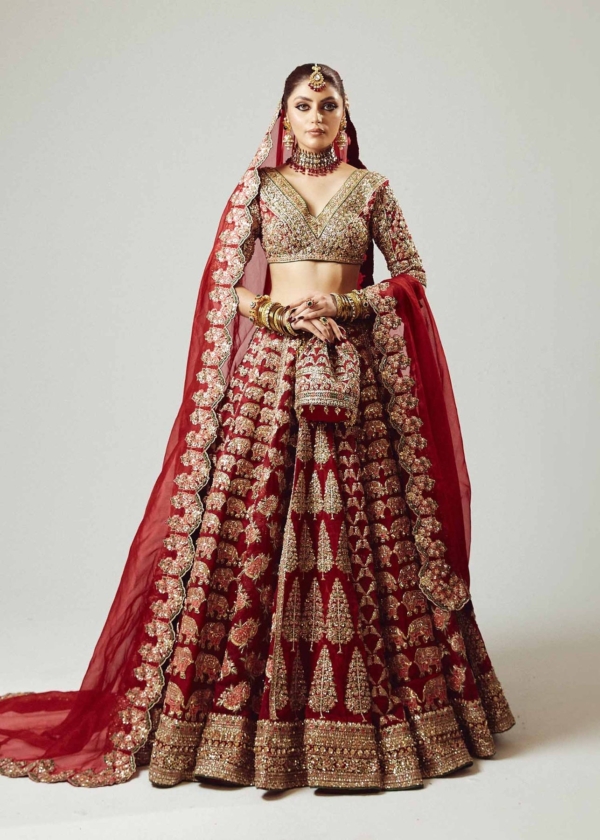 Indian Bridal Red Embellished Lehenga Choli