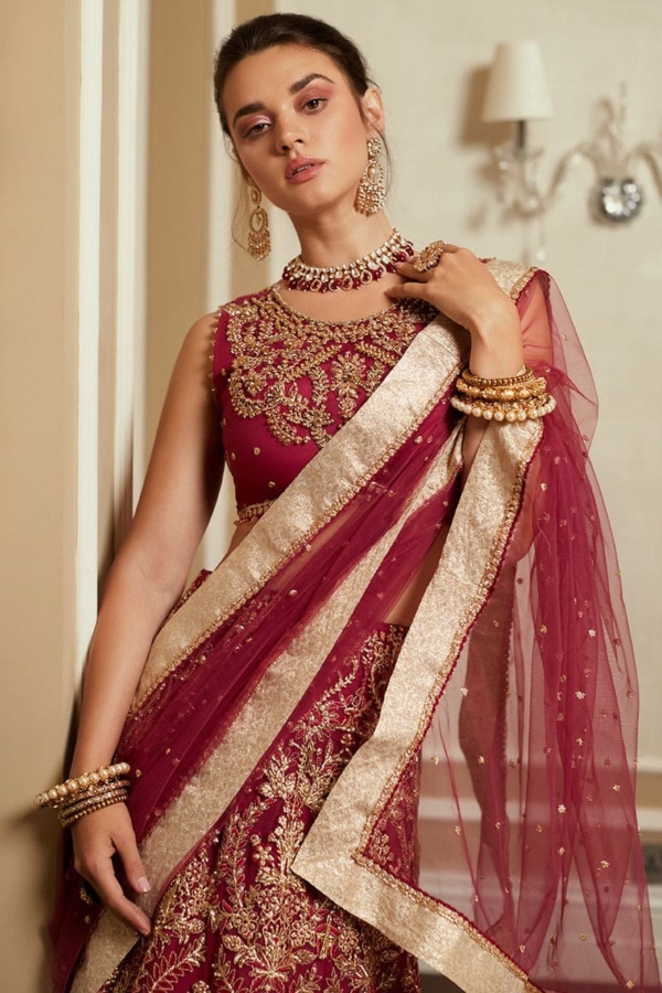 Indian Bridal Red Gold Lehenga Choli