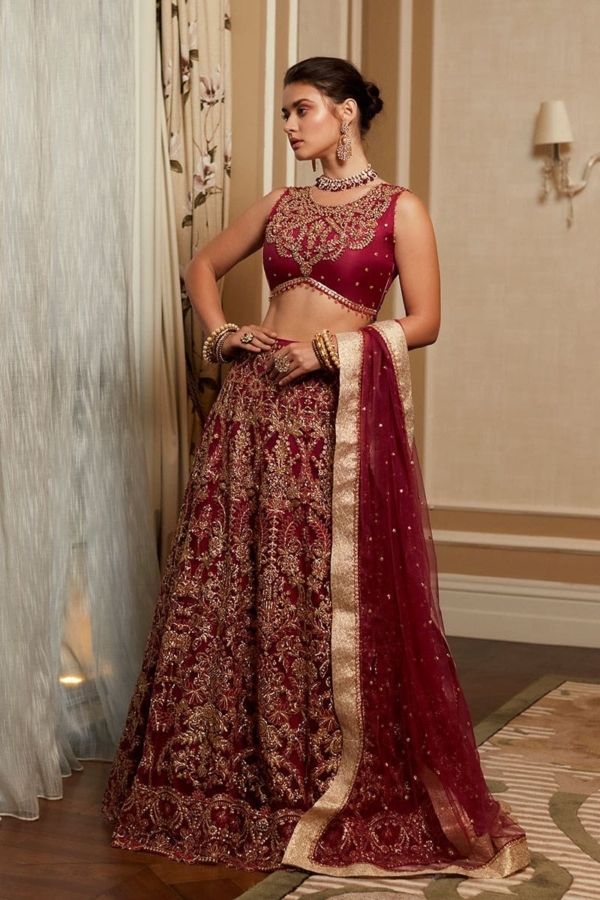 Indian Bridal Red Gold Lehenga Choli - Image 4