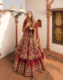 Indian Bridal Royal Red Lehenga Frock