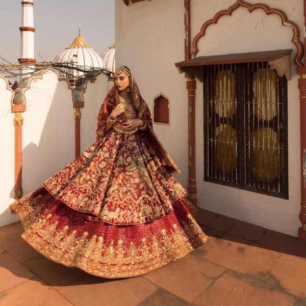 Indian Bridal Royal Red Lehenga Frock