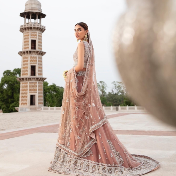 Indian Bridal Tea Pink Lehenga Choli - Image 5