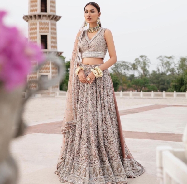 Indian Bridal Tea Pink Lehenga Choli