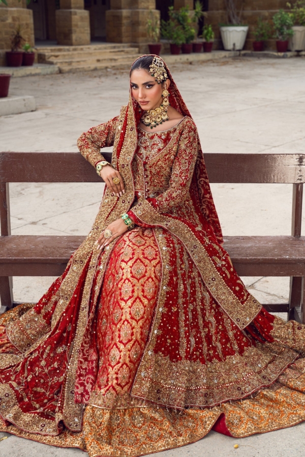 Indian Red Bridal Open Gown Lehenga