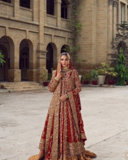 Indian Red Bridal Open Gown Lehenga