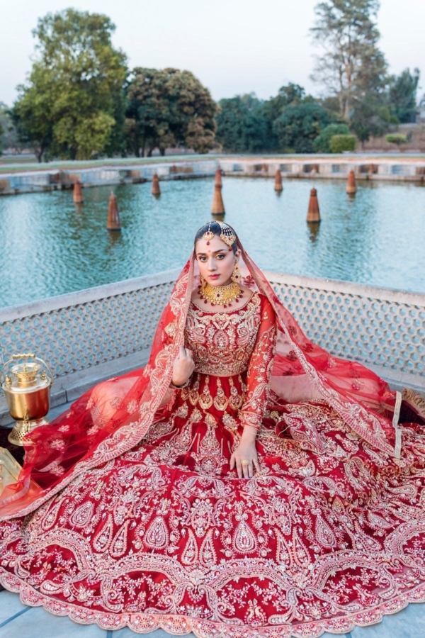 Indian Red Bridal Wedding Lehenga Choli - Image 2