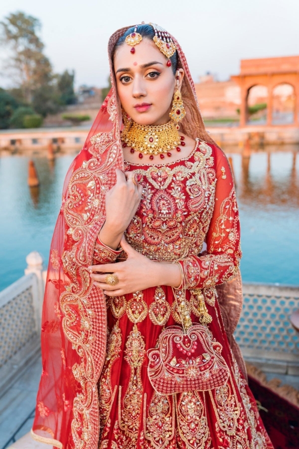 Indian Red Bridal Wedding Lehenga Choli - Image 3