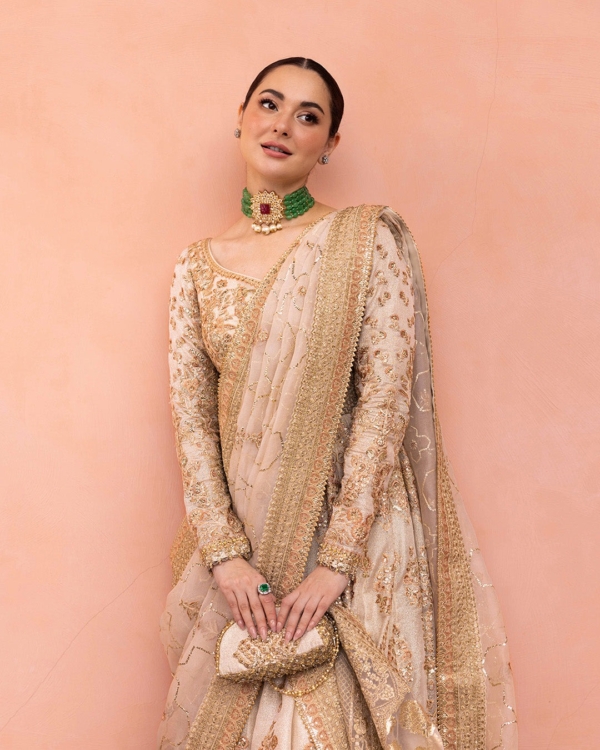 Ivory Gold Pakistani Wedding Pishaw Frock - Image 4