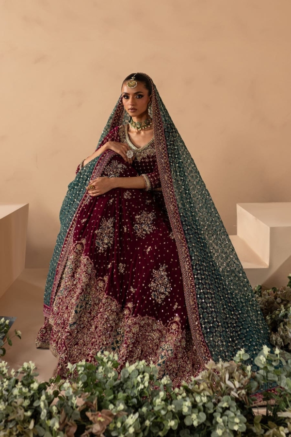 Latest Bridal Embellished Velvet Choli Lehenga