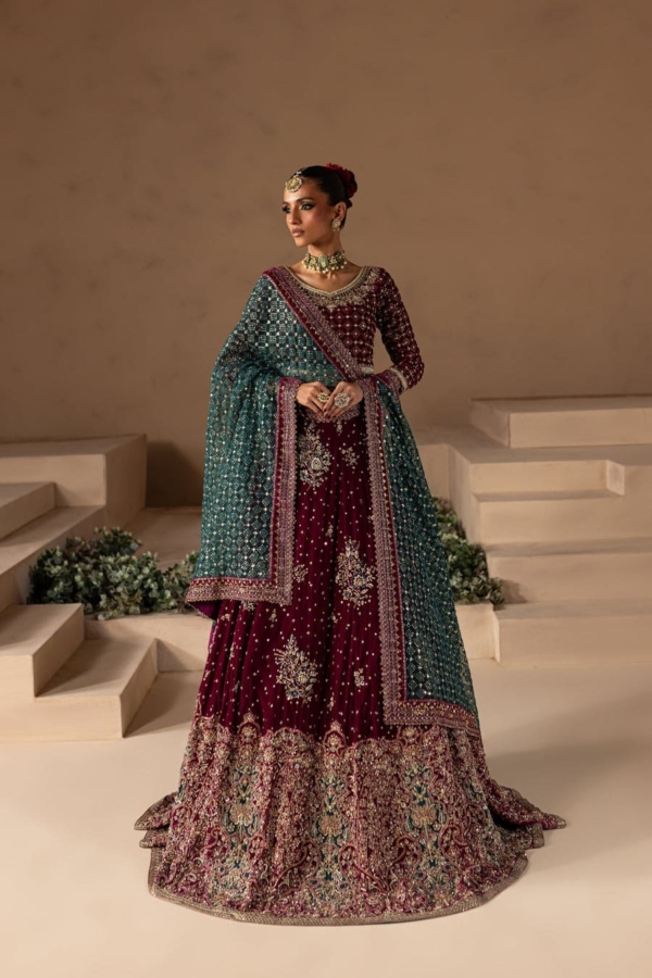 Latest Bridal Embellished Velvet Choli Lehenga