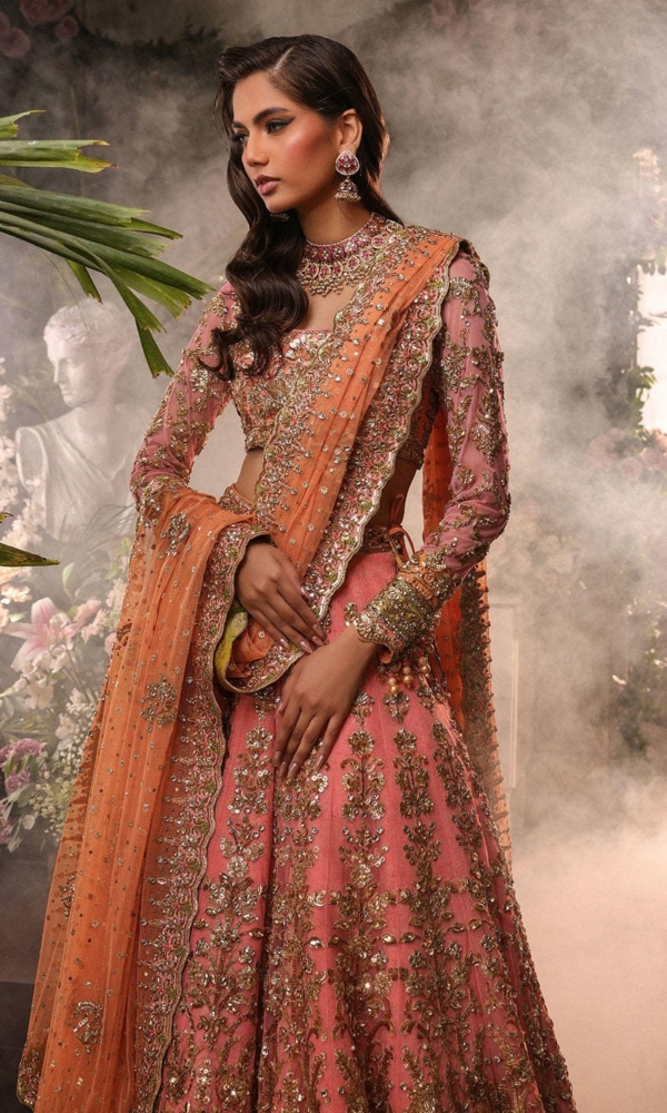 Latest Bridal Peachy Pink Lehenga Choli