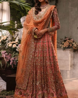 Latest Bridal Peachy Pink Lehenga Choli