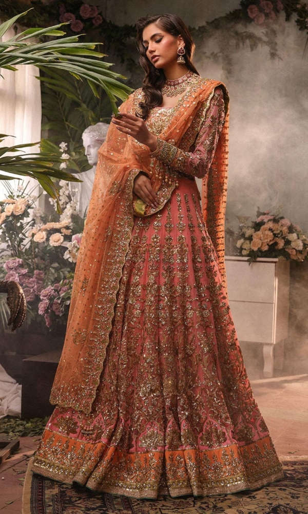 Latest Bridal Peachy Pink Lehenga Choli