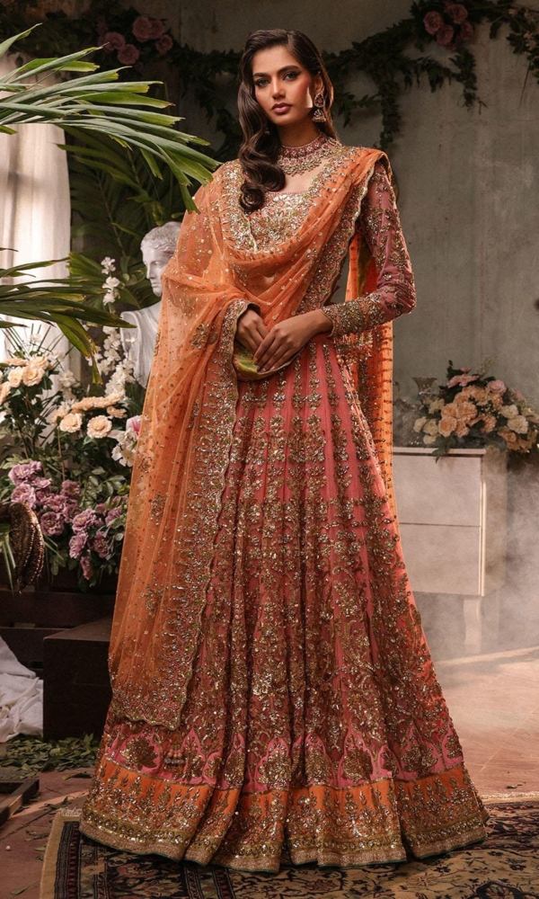 Latest Bridal Peachy Pink Lehenga Choli