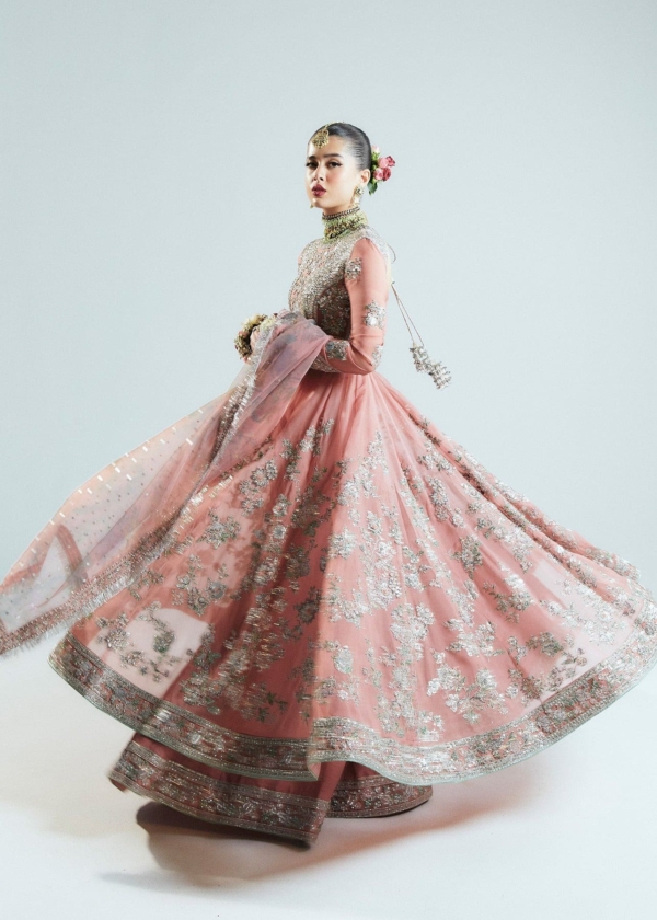 Latest Bridal Pink Pishwas With Sharara