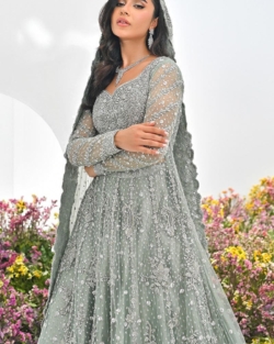 Latest Pakistani Bridal Kalidar Gown Lehenga