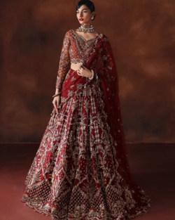 Latest Pakistani Bridal Red Lehenga Choli