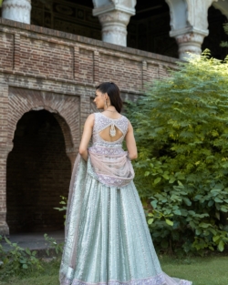 Latest Pakistani Bridal Tissue Gown Lehenga Wedding Dress