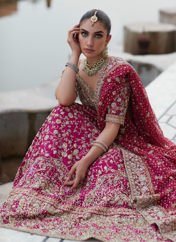 Lehenga Choli Berry Pink Indian Bridal - Image 3