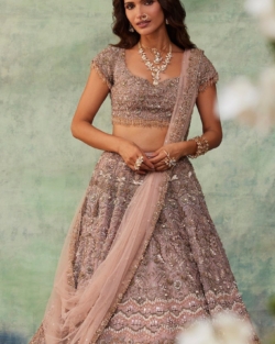 Long Tail Lavender Lehenga Choli Indian Wedding Dress