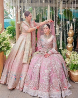 Luxurious Bridal Pastel Pink Lehenga Choli Wedding Outfit