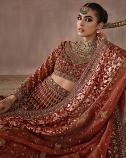 Luxurious Indian Bridal Maroon Lehenga Choli