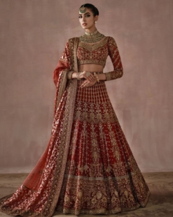 Luxurious Indian Bridal Maroon Lehenga Choli