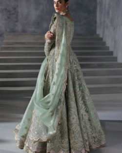 Luxurious Open Gown with Lehenga Pakistani Bridal Wear