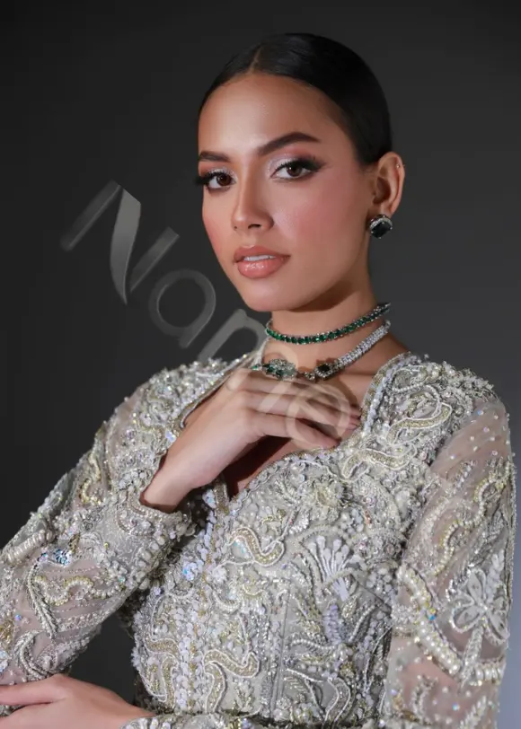 Luxurious Pakistani Bridal Wear Grey Lehenga Choli
