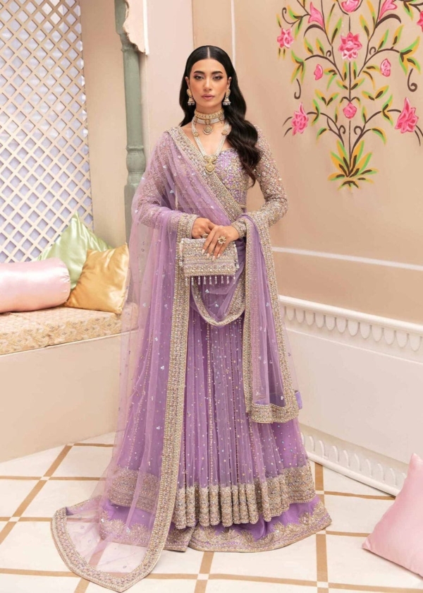 Luxury Lilac Pishwas Pakistani Wedding Dress