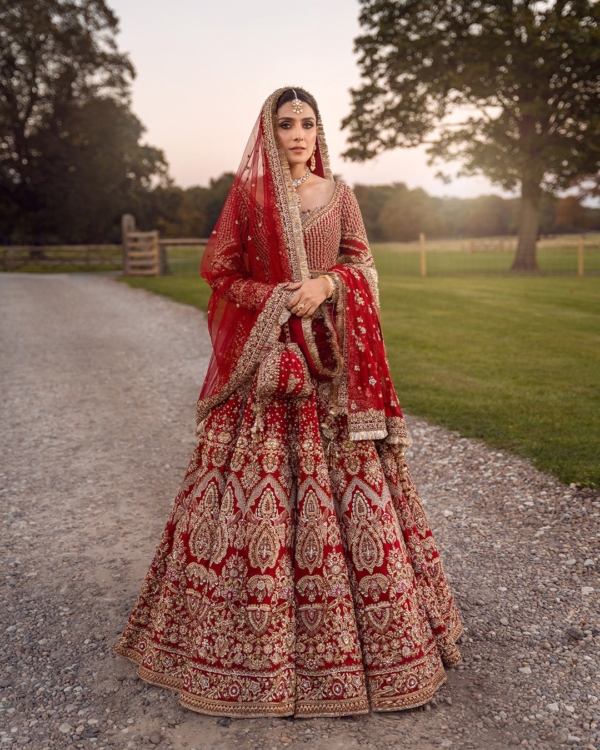 Luxury Pakistani Raw Silk Bridal Lehenga Choli - Image 3