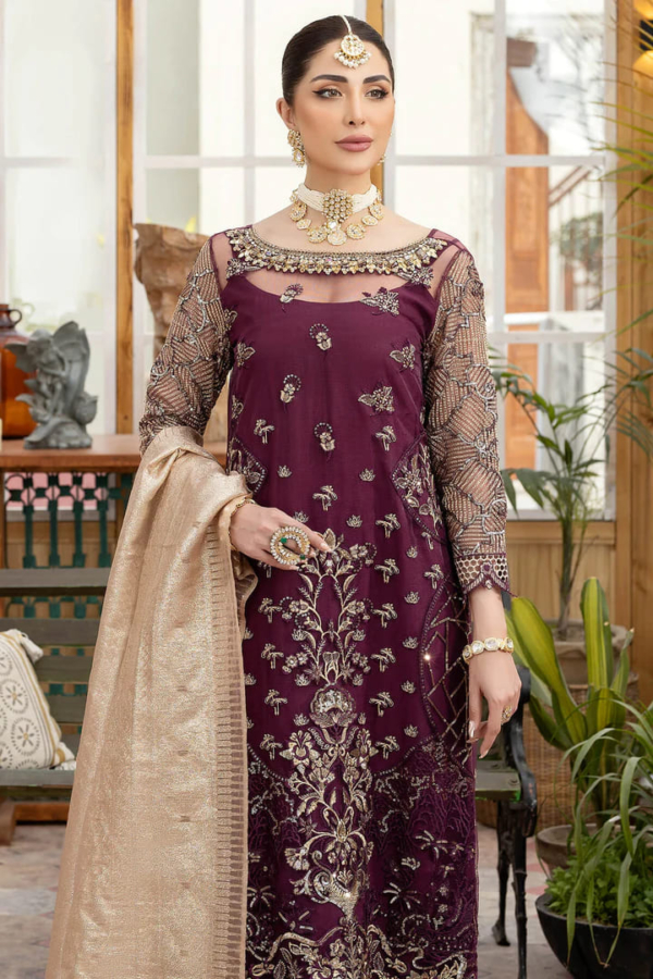 Purple Salwar Kameez Pant Party Outfit