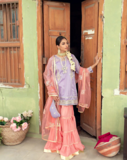 Beautiful Mauve Kameez And Pink Gharara