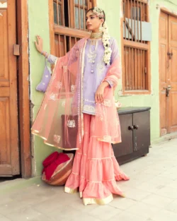 Beautiful Mauve Kameez And Pink Gharara