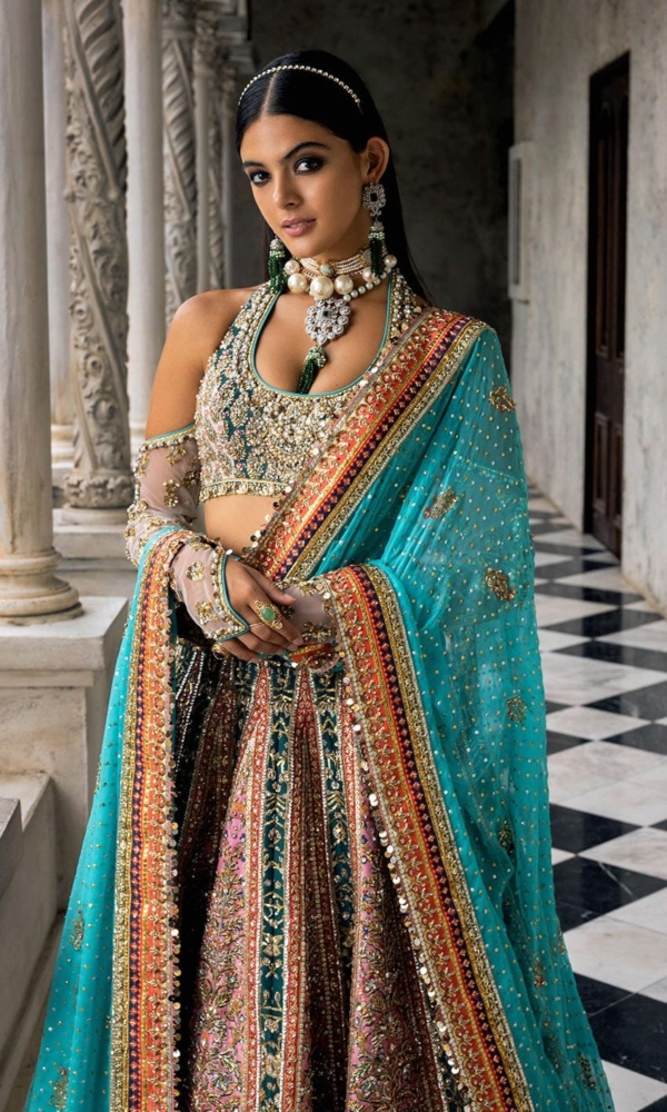 Multi-Color Lehenga Choli Indian Bridal Wedding Dress - Image 3