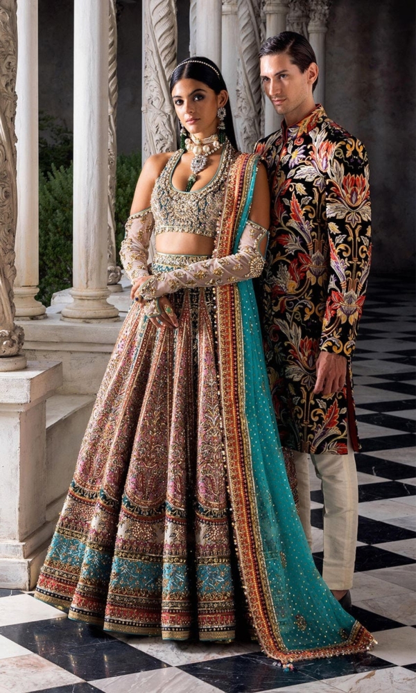 Multi-Color Lehenga Choli Indian Bridal Wedding Dress