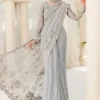 Pakistani Ice Blue Saree Embroidered Styling For Wedding - Image 3