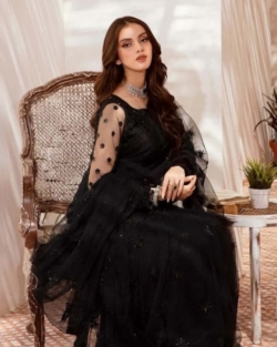 Black Embroidered Pakistani Wedding Bridal Saree Dress