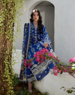 Pakistani Blue Floral Printed Party Wear