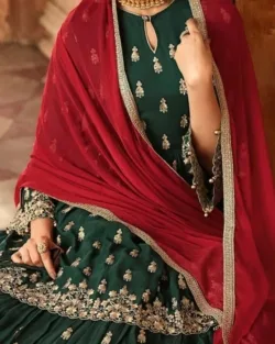 Green Red Lehenga Frock Party Dress