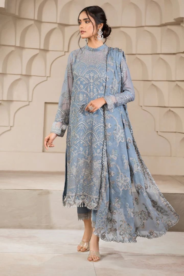 Gray long Kameez Salwar Party Dress - Image 2