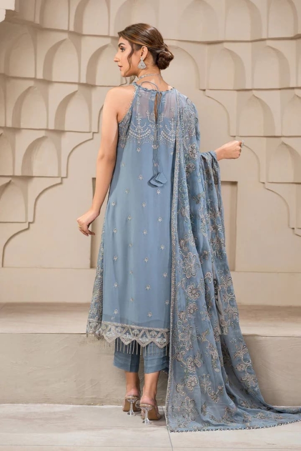 Gray long Kameez Salwar Party Dress - Image 3