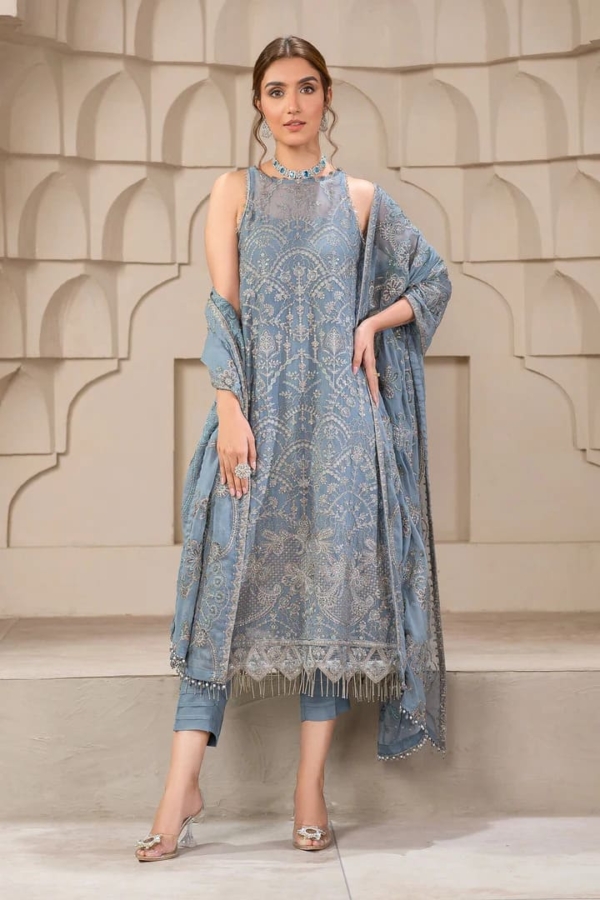 Gray long Kameez Salwar Party Dress - Image 4