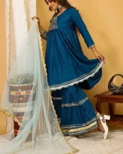 Pakistani Turquoise Party Wear Short Frock